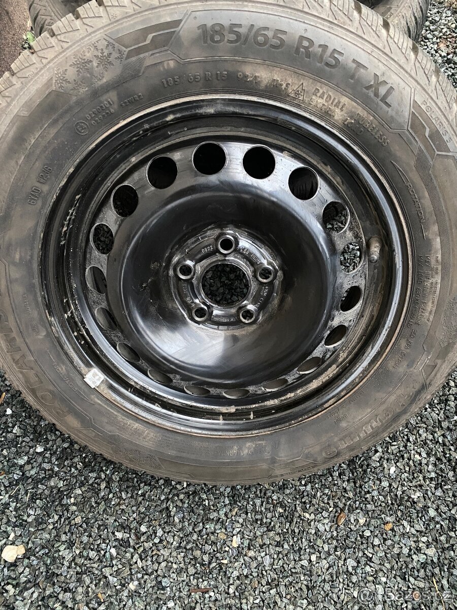 Plechové disky 15” 5x100 a zimní pneu 185/65/R15 - 2