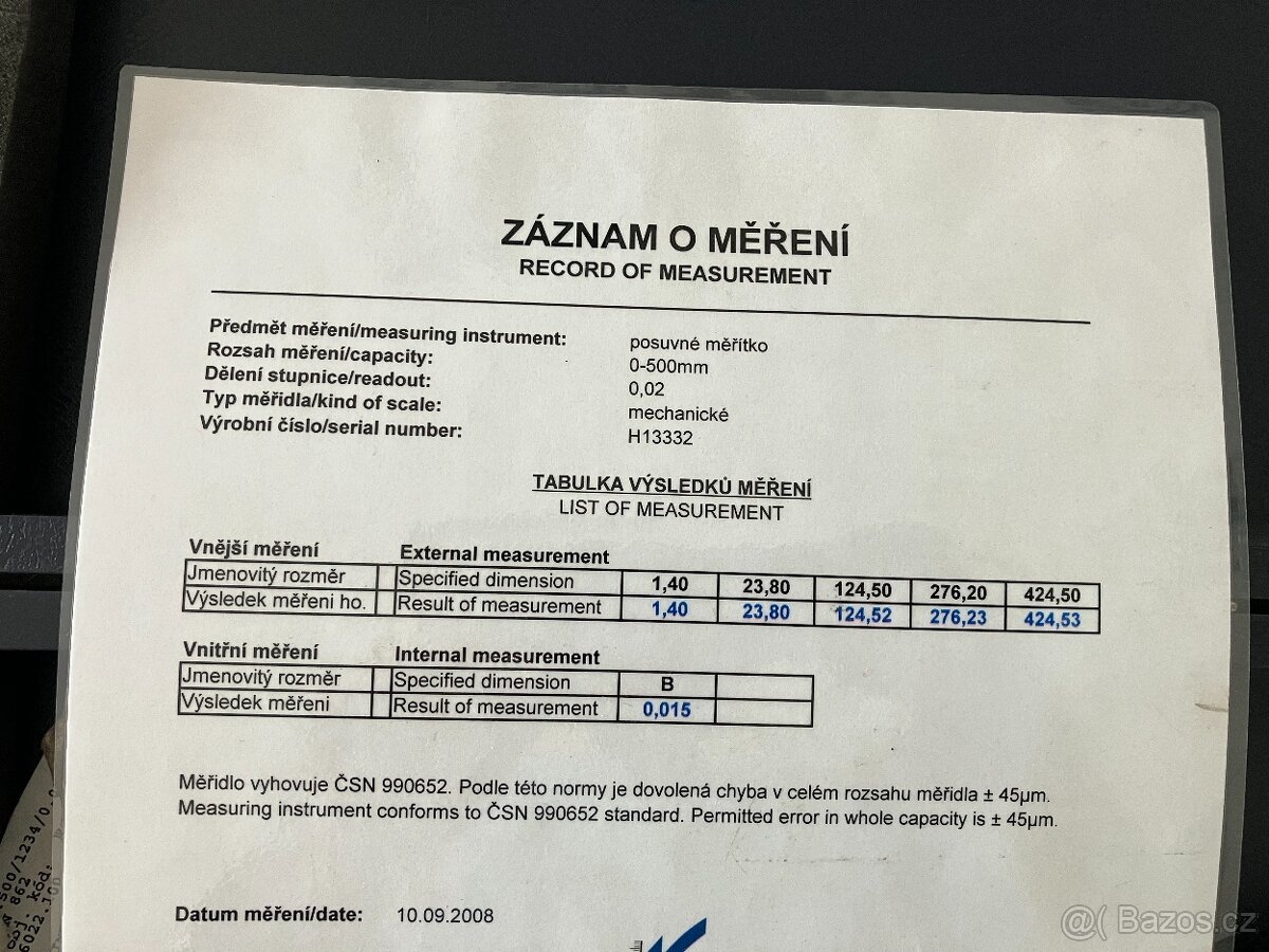 Posuvné analogové měřidlo 0-500mm KINEX - 2