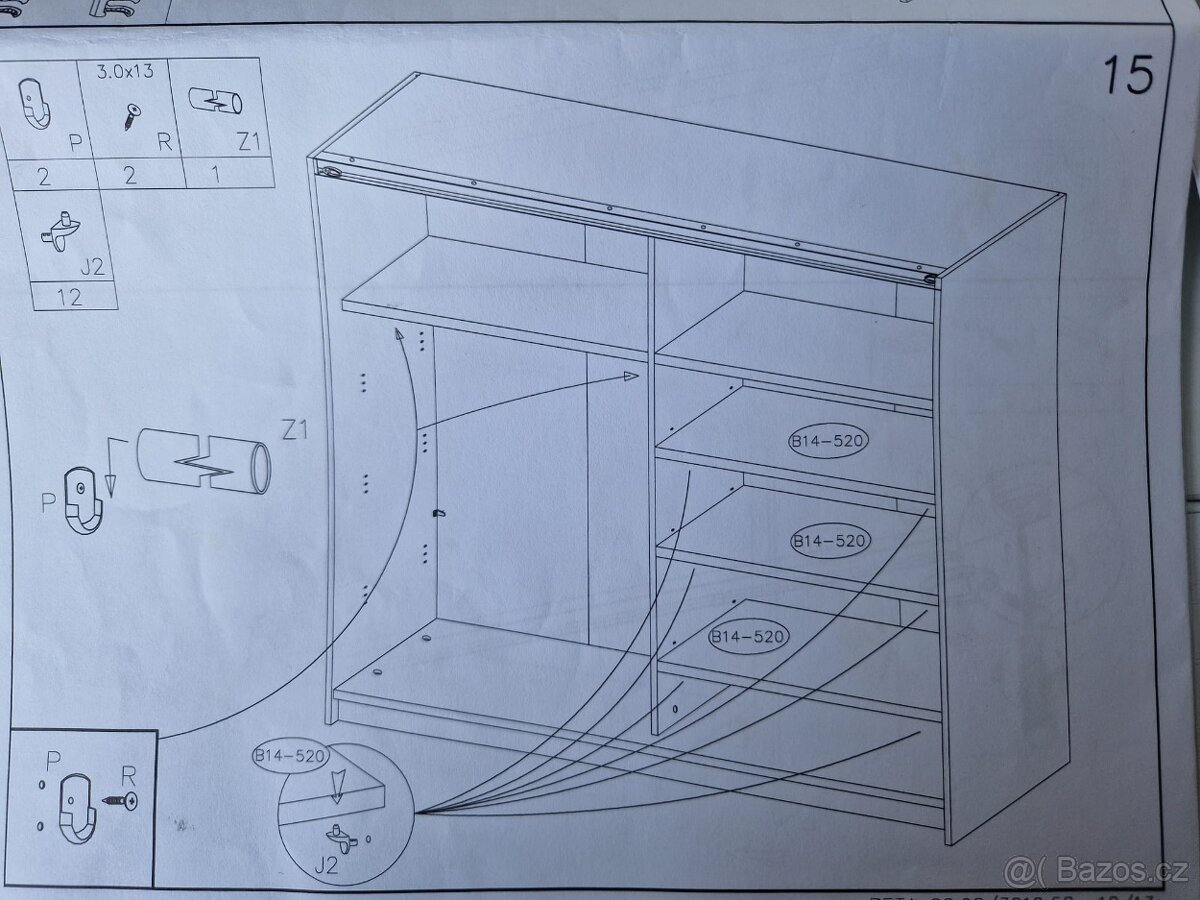 Velká šatní skříň Beta 220x210cm - posuv+zrcadlo - 2