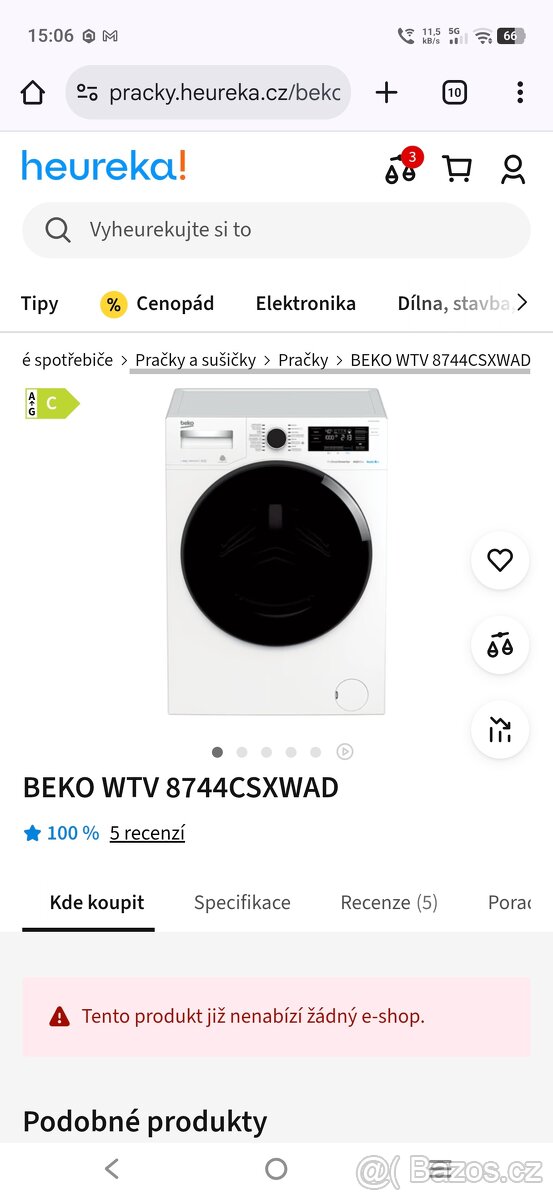 Pračka BEKO WTV 8744CSXWAD - 2