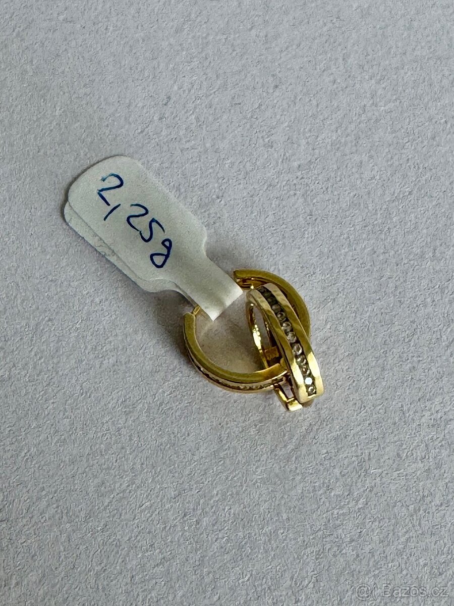 Zlaté náušnice 14K, 2,25 g, průměr 1,5 cm - 2