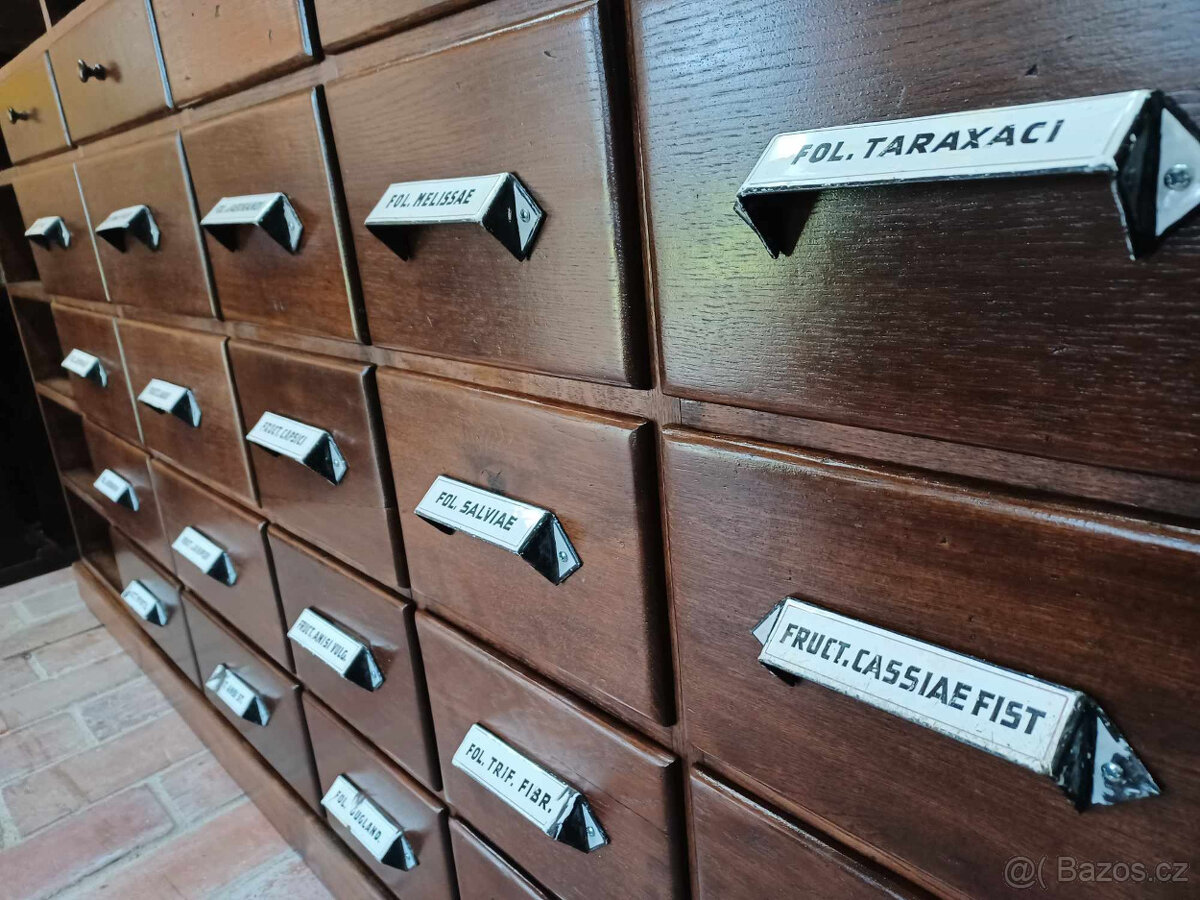 Starožitná lékárenská tára - šuplíkovač, komoda - 2