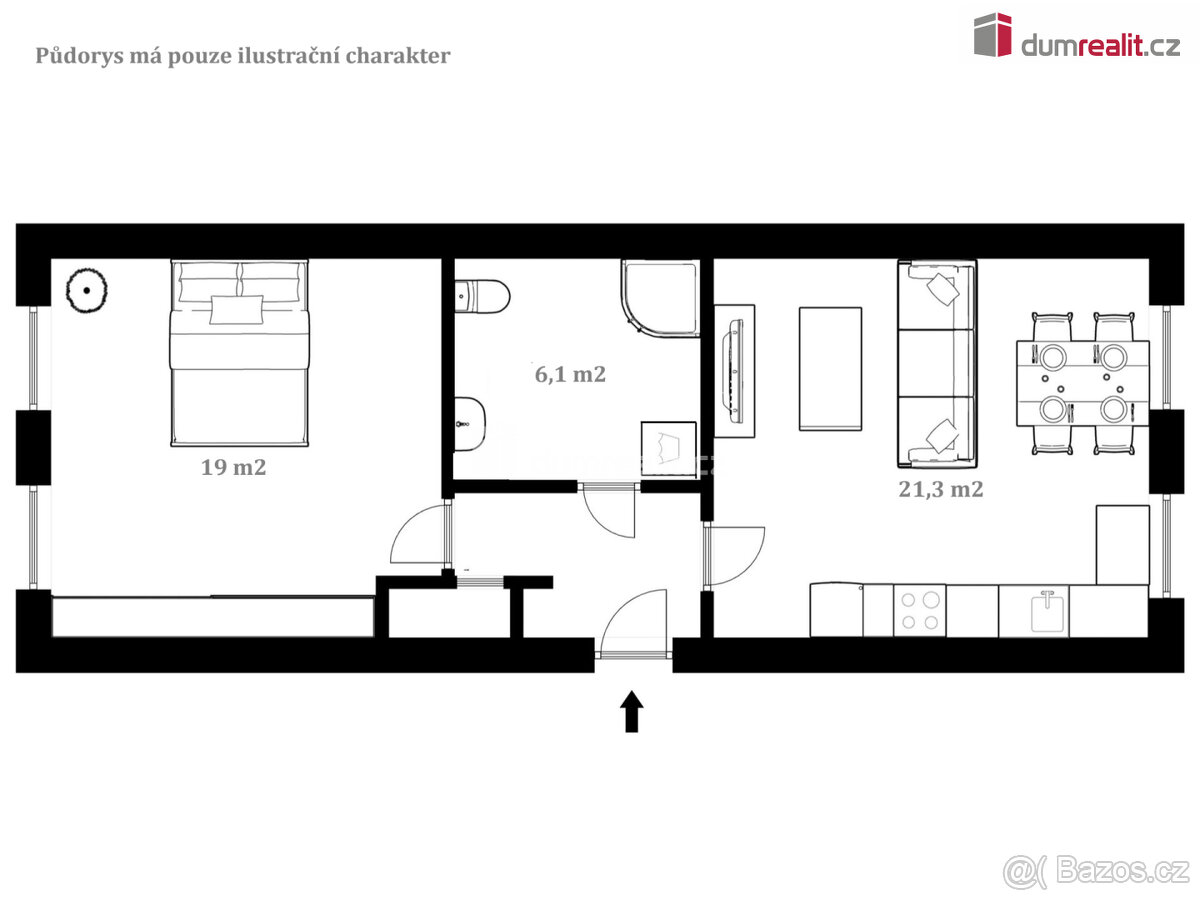 Pronájem, byt 2+kk, 51 m2, Klavíkova, České Budějovice 3 - 2