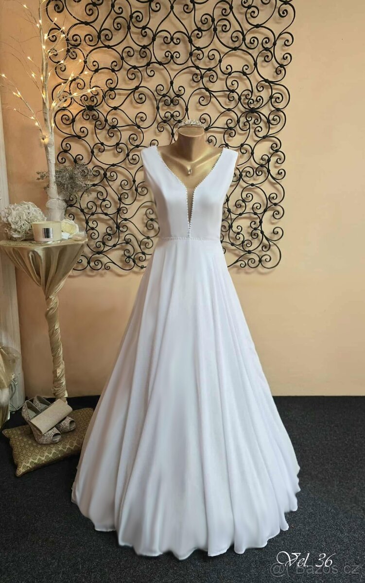 BÍLÉ SVATEBNÍ ŠATY vel.36 - 2