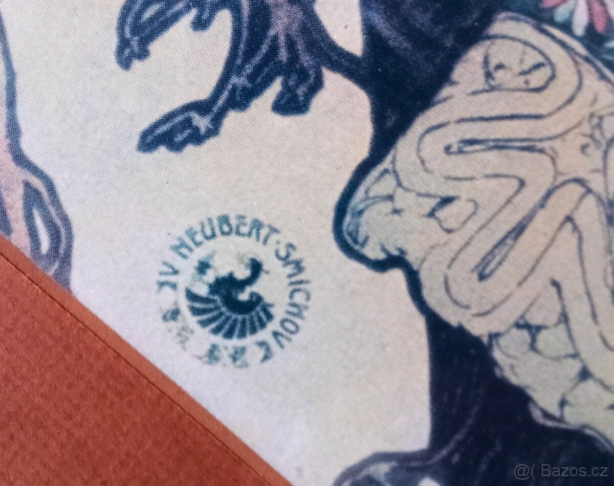 Mucha plakát zarámovaný a pod sklem v dubovém rámu, - 2
