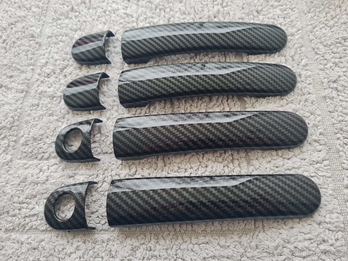 ČIERNE a KARBONOVE kľučky krytky klučiek dveri - 2