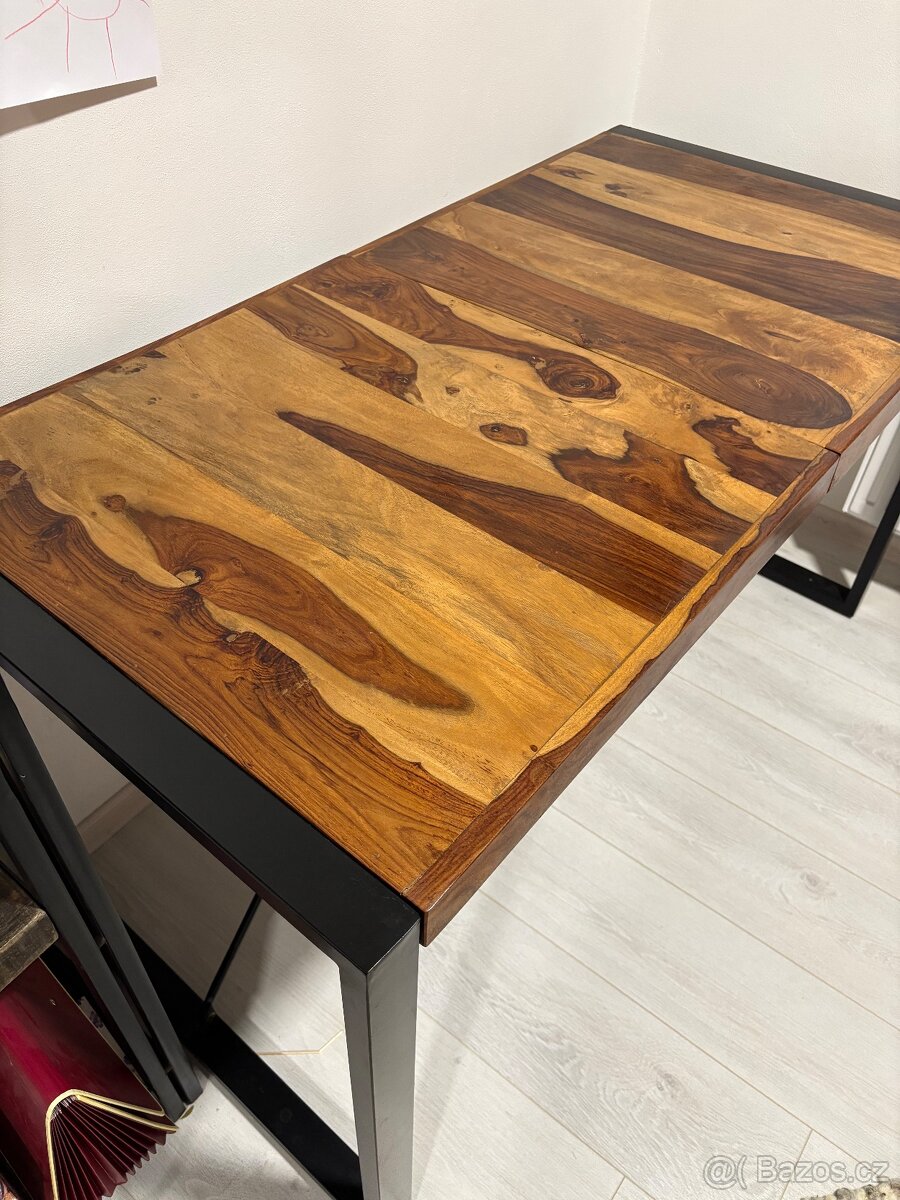 Pracovní stůl 140 x 70 x 75 cm masivní sheeshamové dřevo - 2