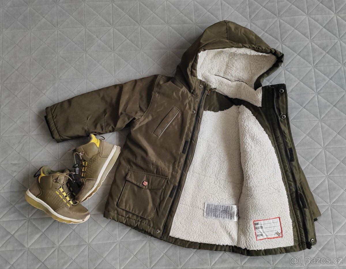 Zimní bunda klučičí a boty vel.28 - 2