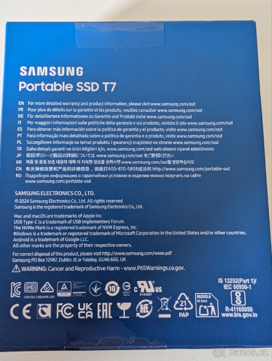 SSD Samsung T7 Modrý 2 TB - 2