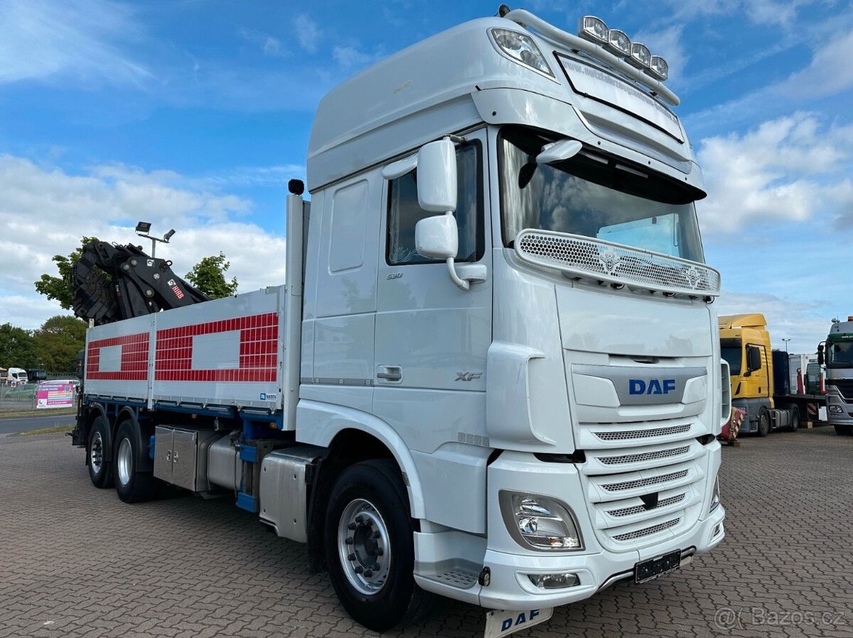 DAF XF 530-6x2–Valník+HR-Hiab X-HiPro 352 +Jib+Naviják