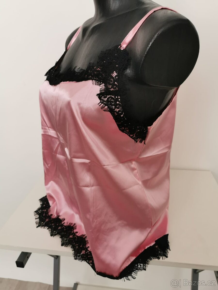 Dámský růžový top s krajkou - M-M/L - 2