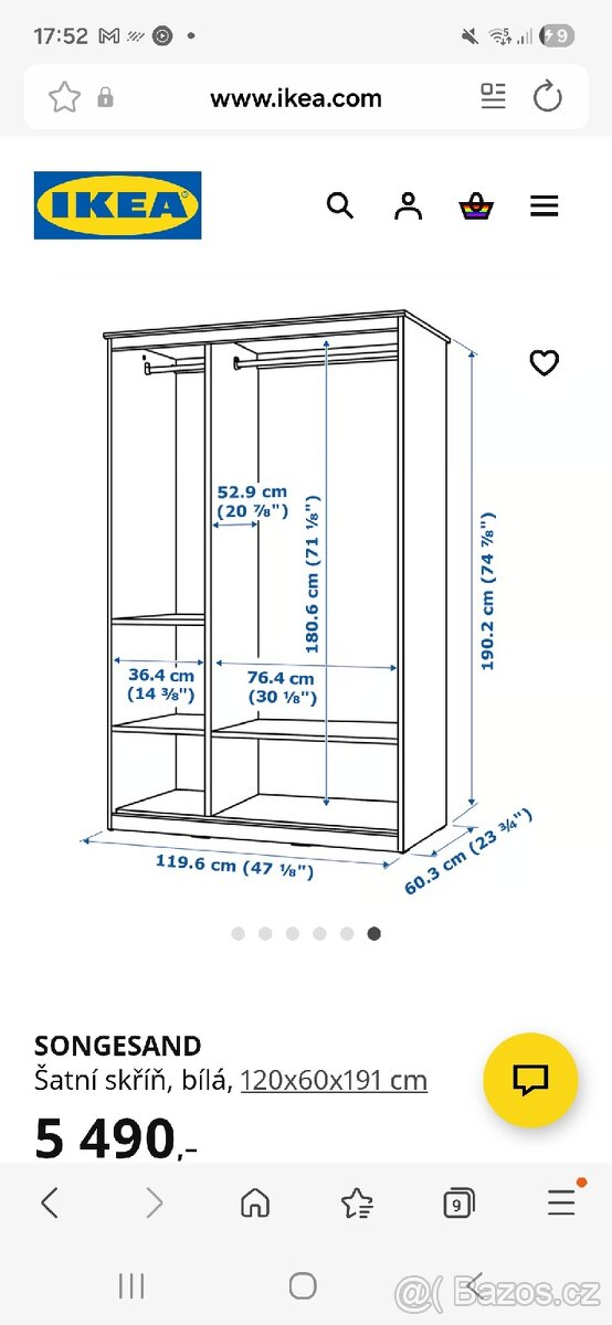 Šatní skříň SONGESAND - 2