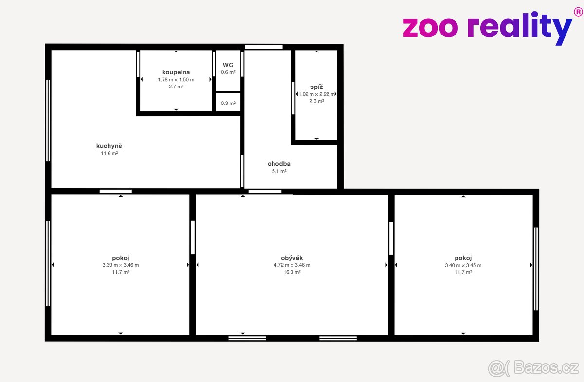 Prodej, byt 3+1, 69 m2, Sídl. Míru, Volary - 2
