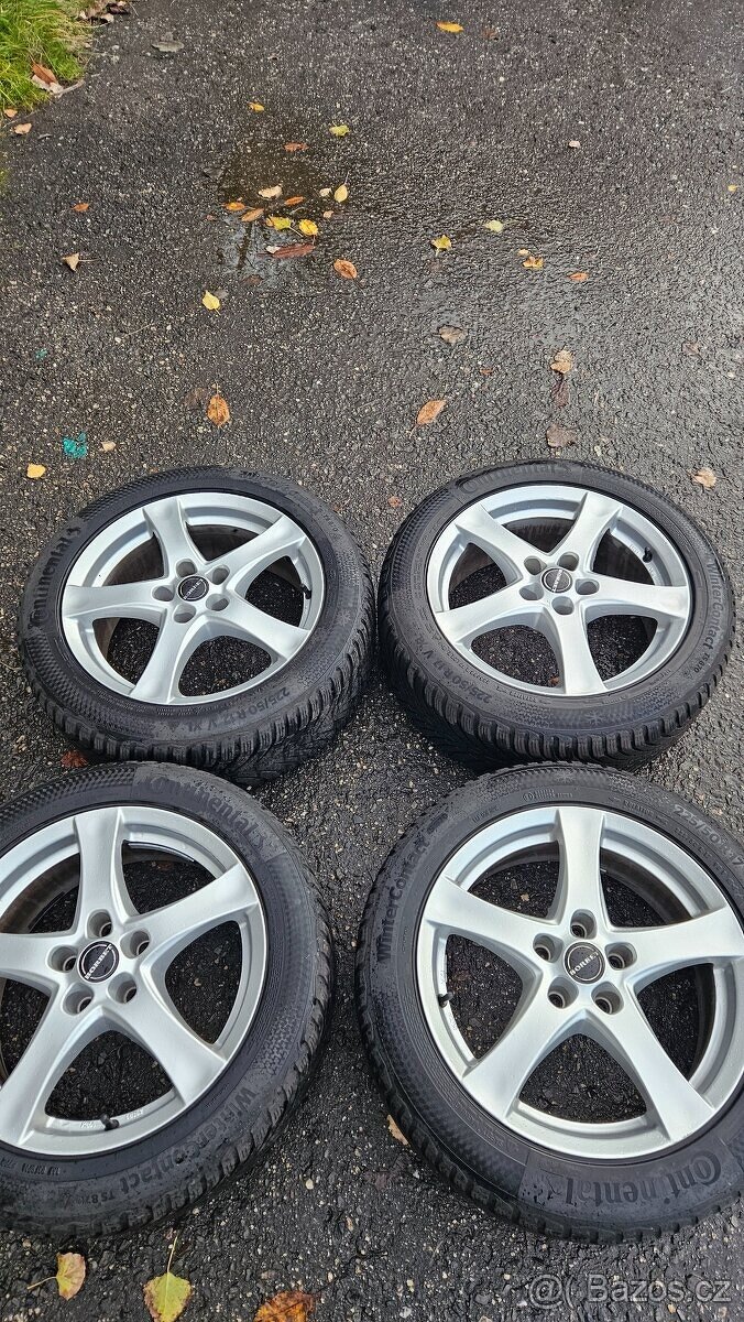 Sada Alu kol 5x112 s zimní pneu 225/50/17 značka Continental - 2