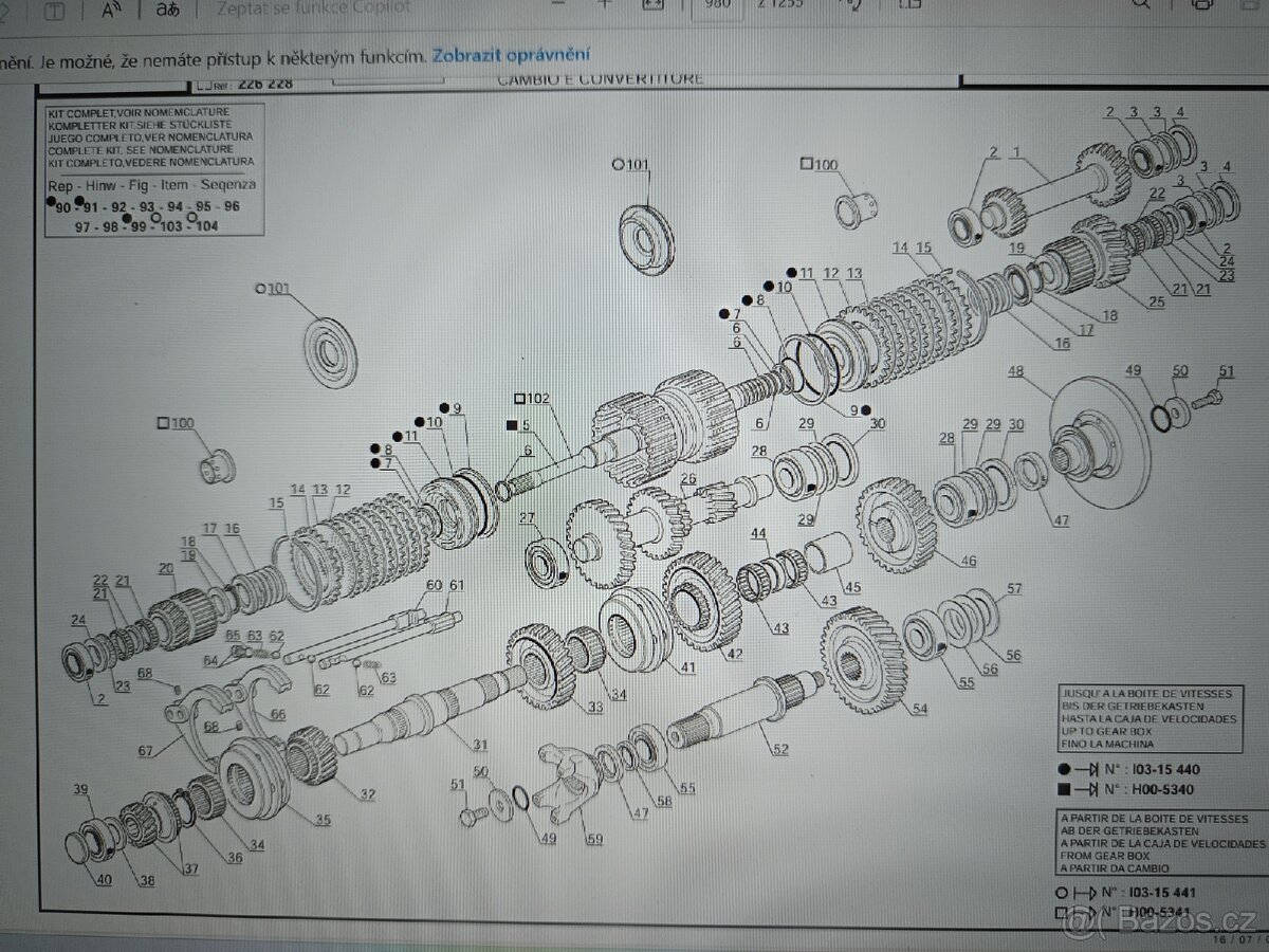 Manitou reverzační hřídel - 2