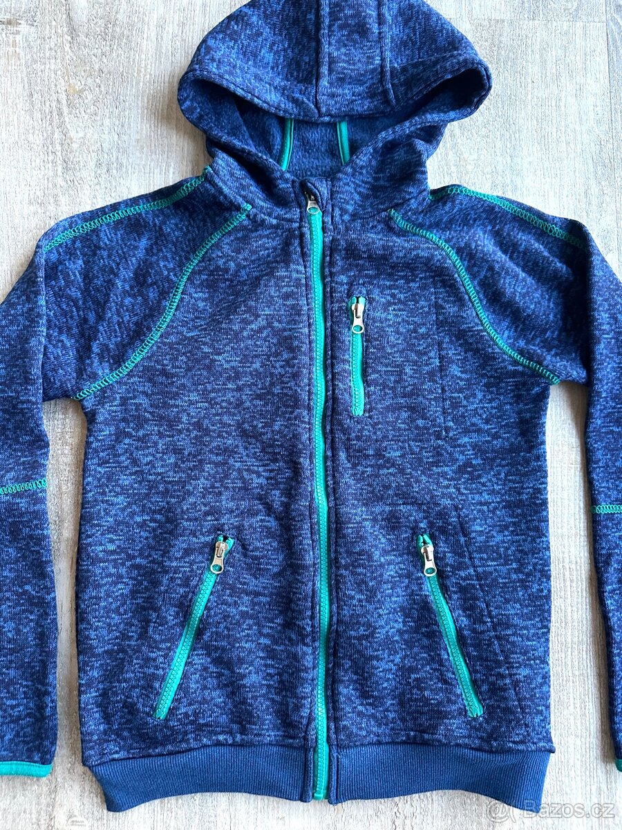 Pletená mikina s kapucí KIK vel. 146-152, žíhaná modrá - 2