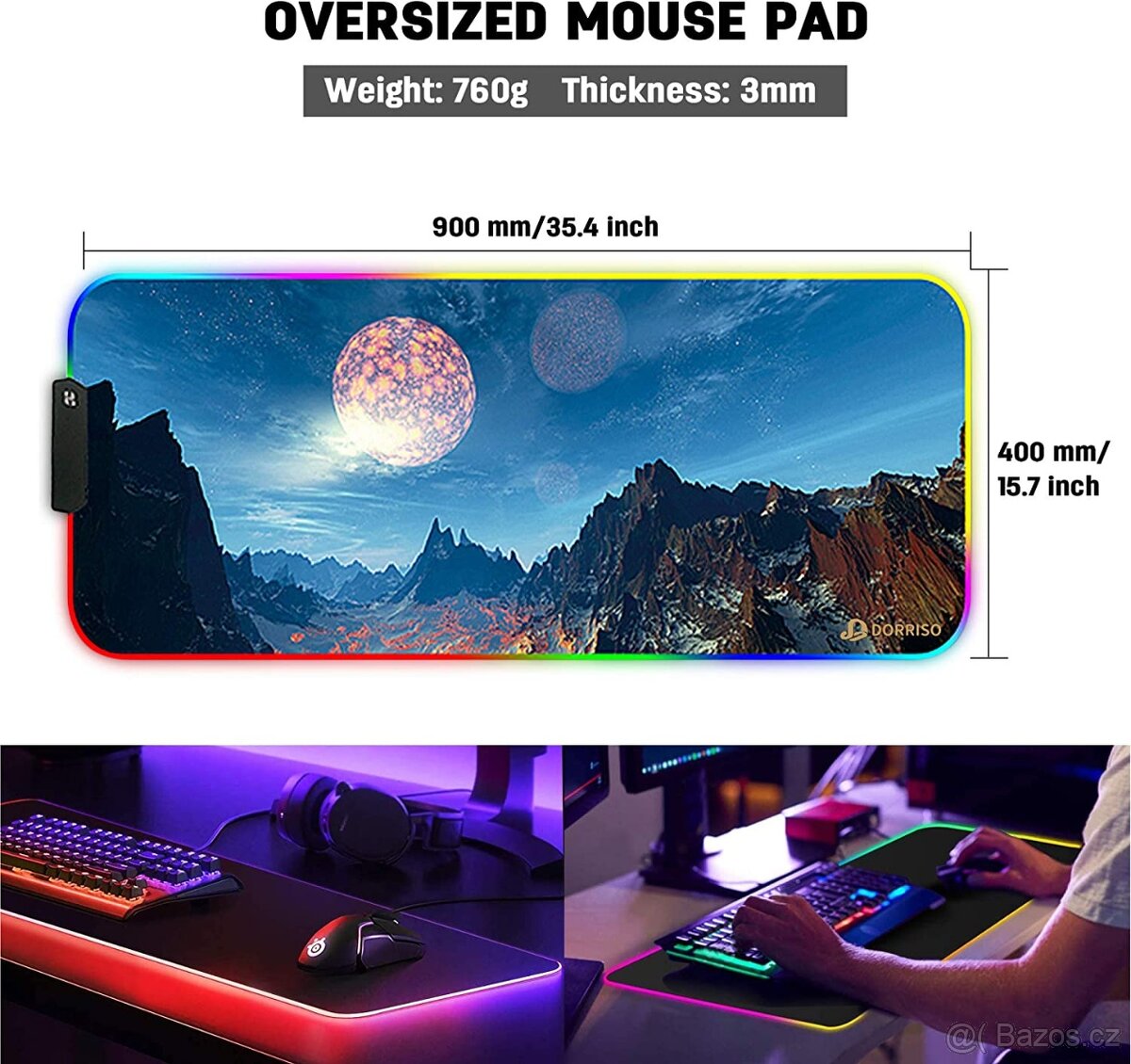 DORRISO RGB herní podložky pod myš XXL - 2