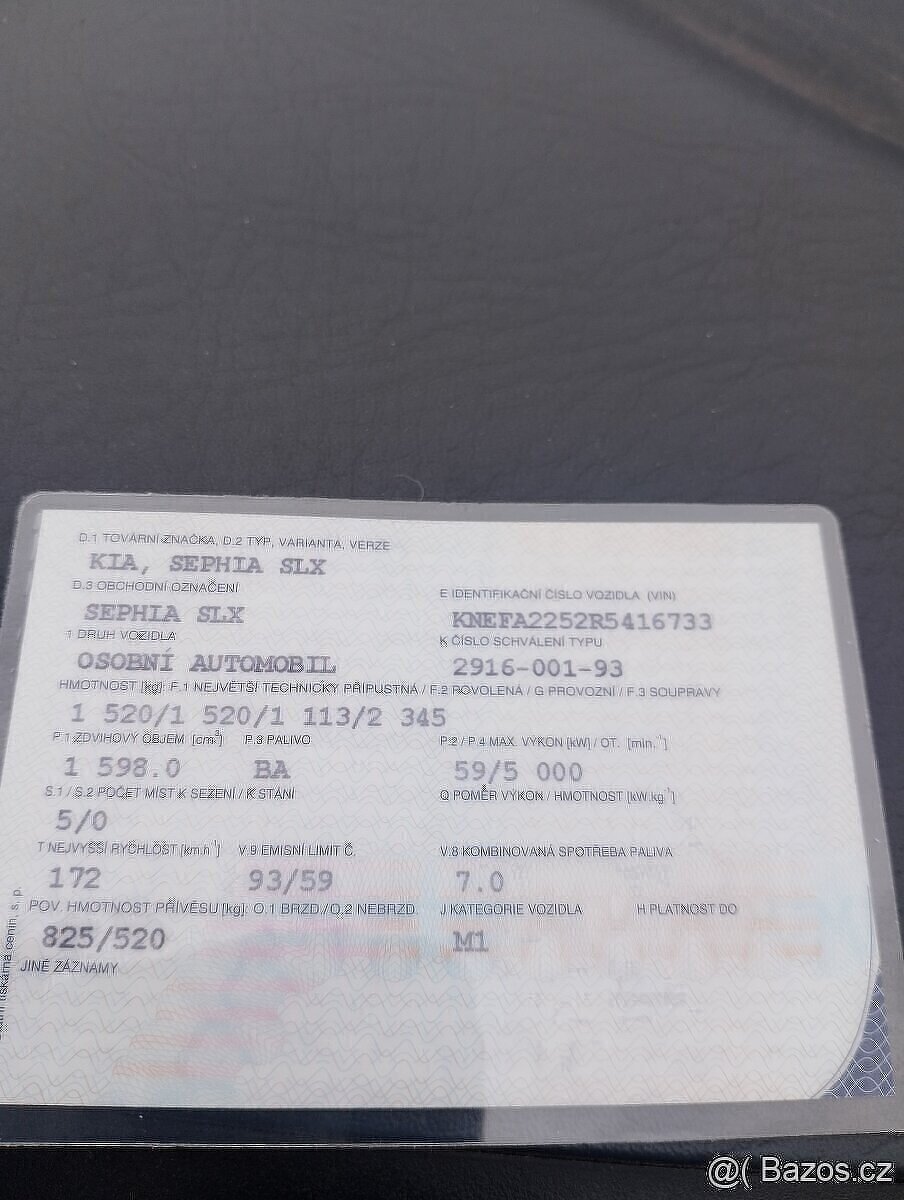 Kia sephia 16 EFI benzínu 59 kW - 2