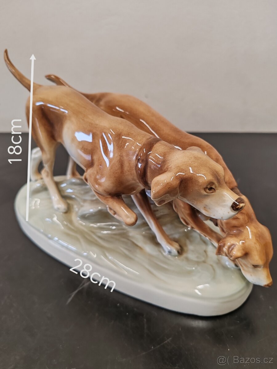 Soška porcelánová "Psi na stopě" - 2