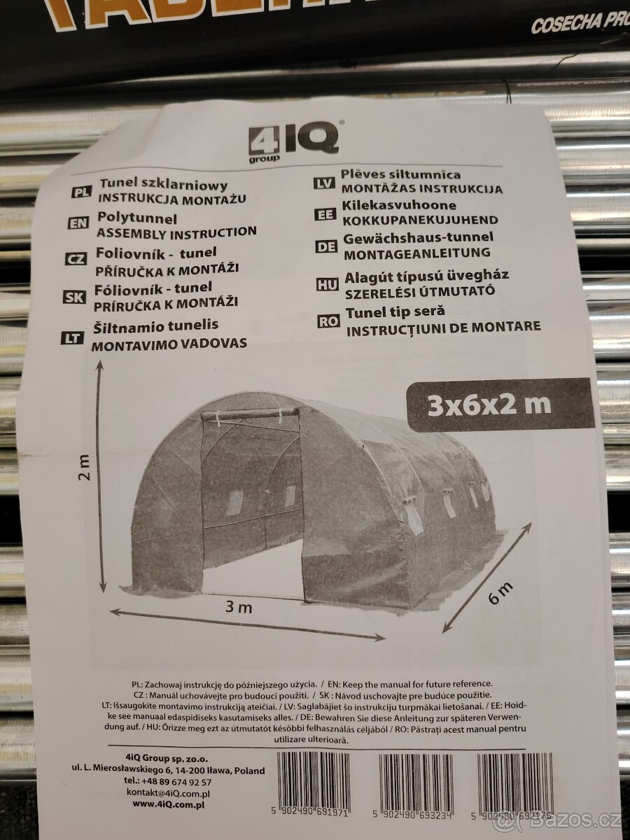 Foliovník 3x6x2m zánovní - 2