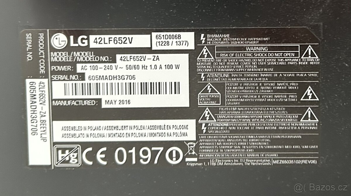 Televize LG 42LF652V - 2