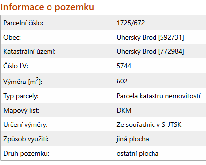 Stavební pozemek Uherský Brod 602 m2 - 2