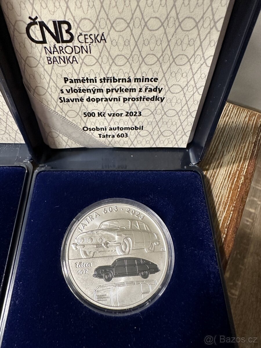 2 ks pamětní mince 500Kč - automobil Tatra 603 proof a bk - 2