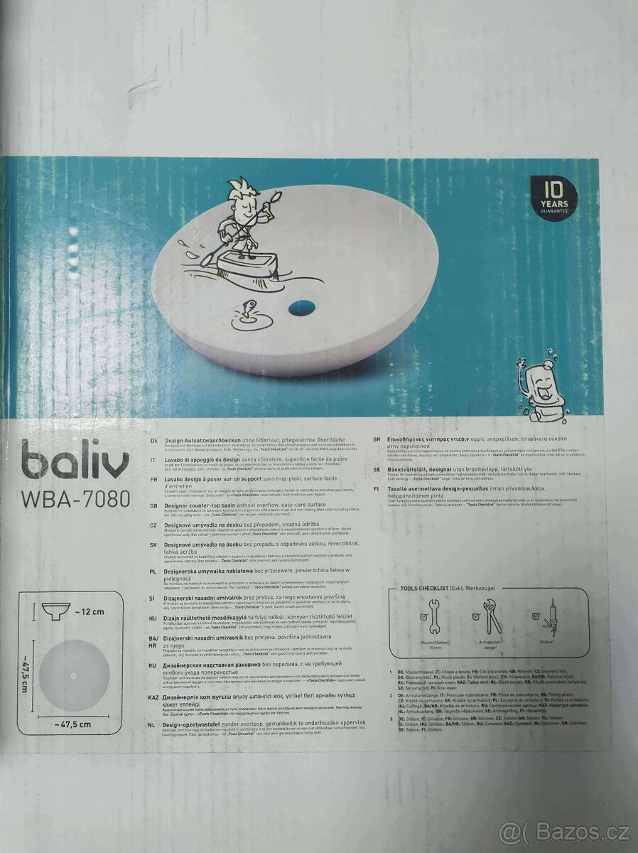 Tenkostěnné kulaté umyvadlo BALIV na desku 47,5 cm - 2