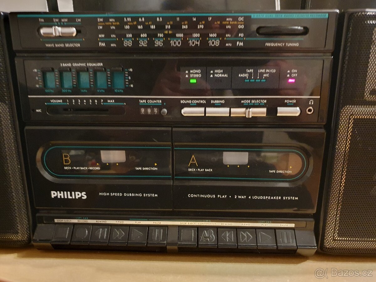 PHILIPS D 8478 80 léta BOOMBOX Kazeťák - 2