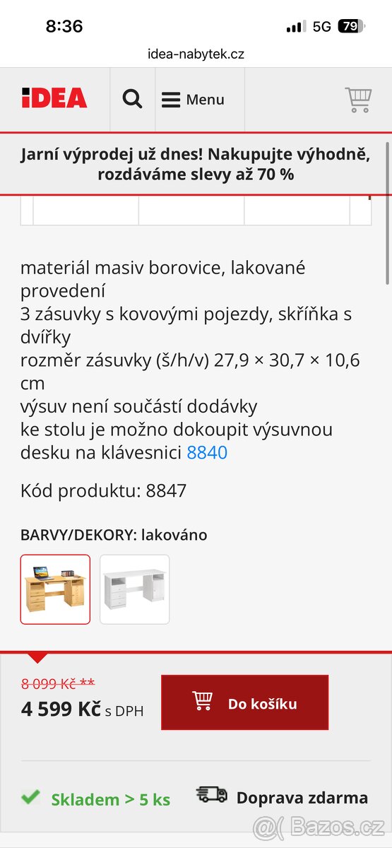 Psací stůl masiv borovice - 2