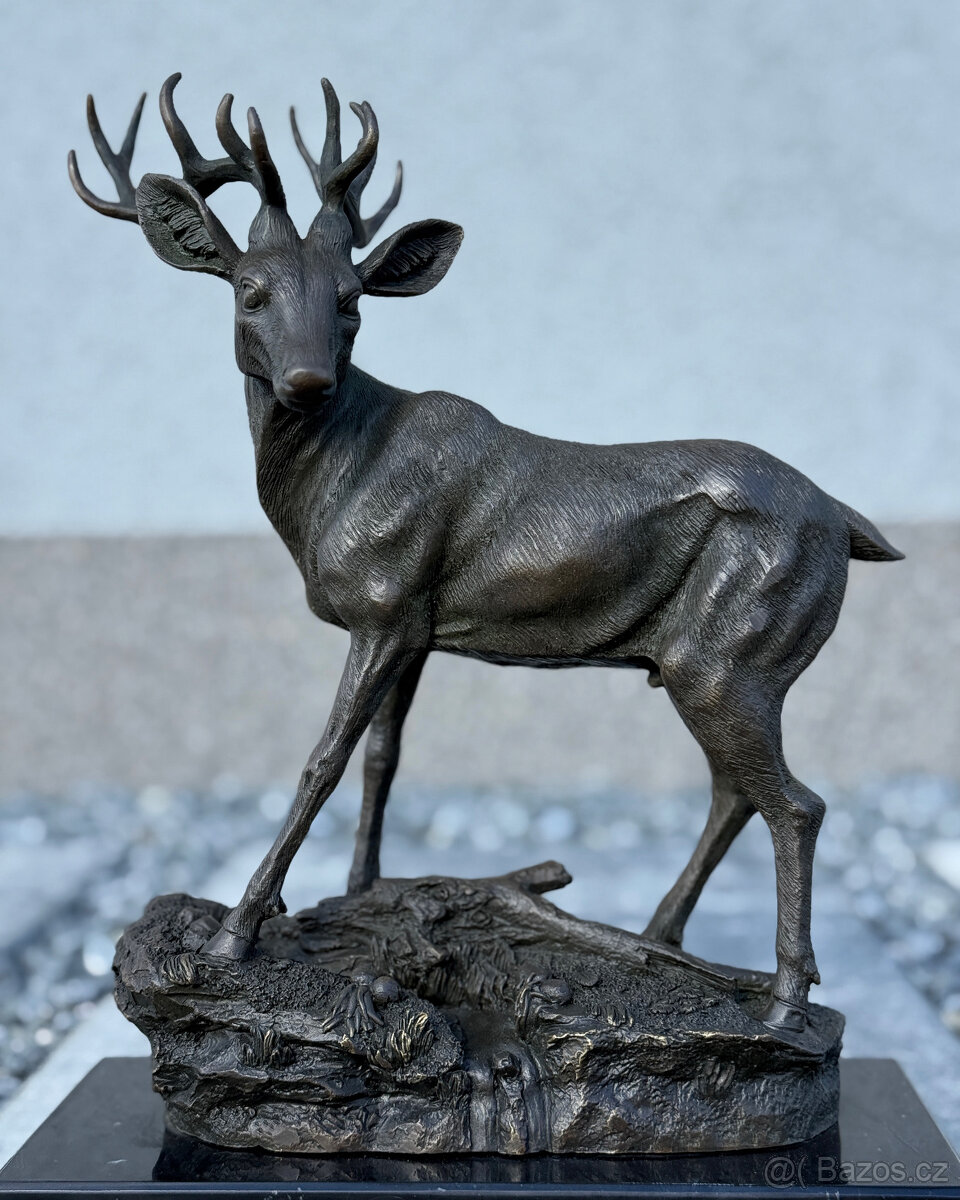 Bronzová socha Jelen majestátní zvířete dekorace příroda - 2