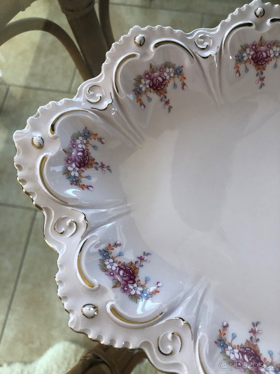 Nádherný tác z růžového skla, zn. Chodov - 2