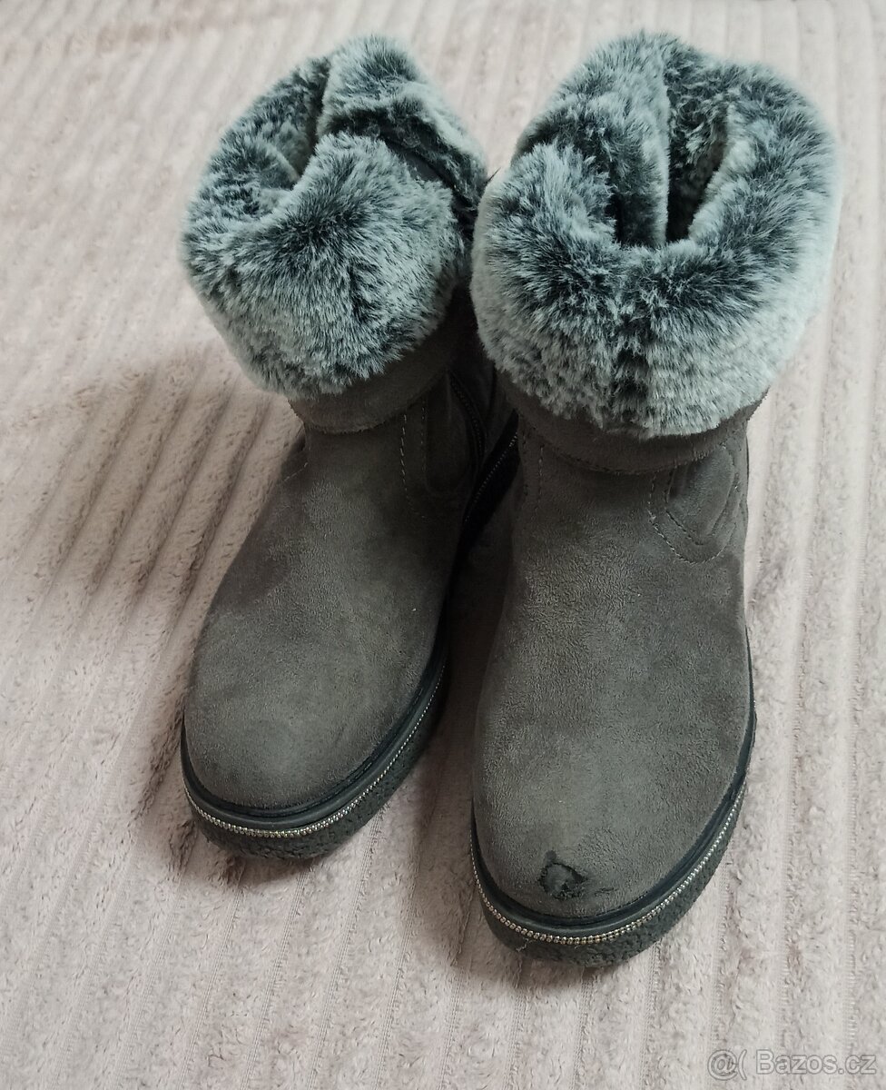 Semišové, kožené boty dětské vel. 34 - 2