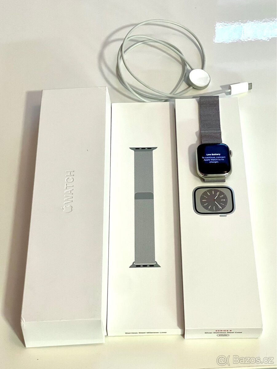 Apple Watch 8 45mm stříbrný milánský tah - 2