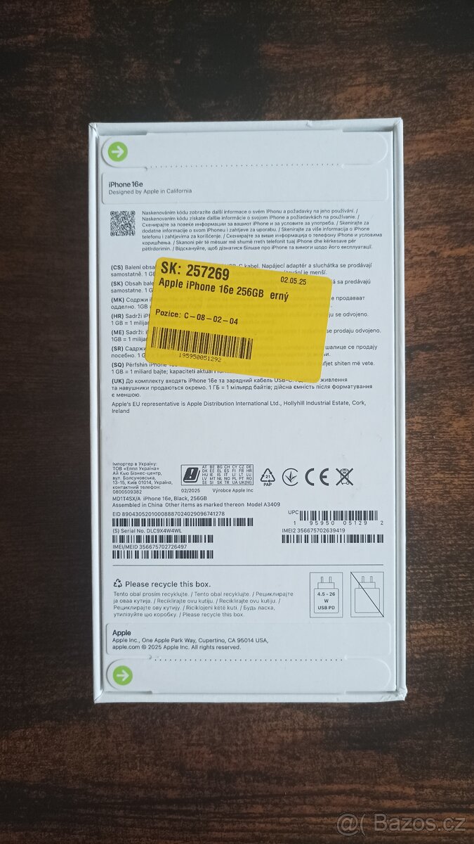 iPhone 16e 256GB černý, nerozbalený. - 2