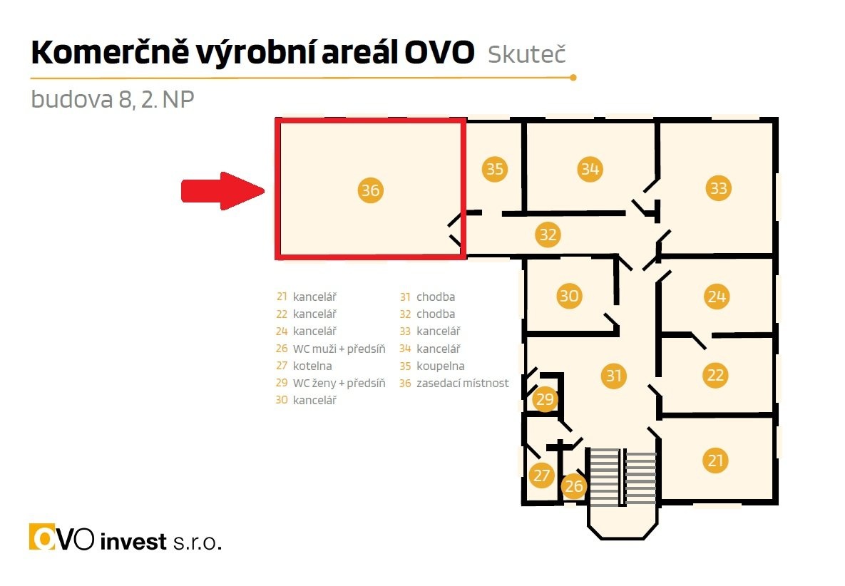 Pronájem, Kanceláře, 53,5m² - Skuteč - Husova ul. - 2