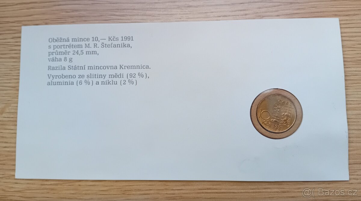 Mincovní dopis M.R.Štefánik 10 Kč 1991 výhodně - 2
