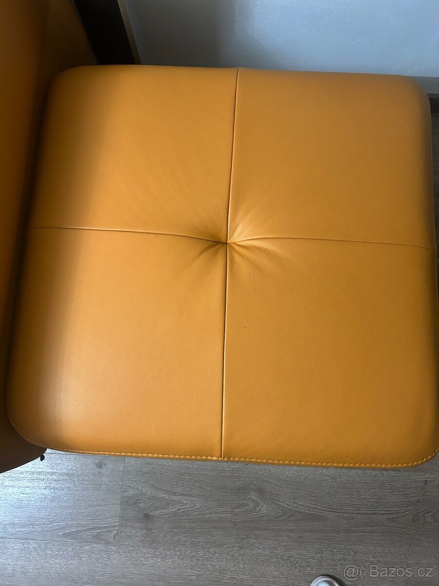 Novel TABURET, kůže, curry žlutá - 2