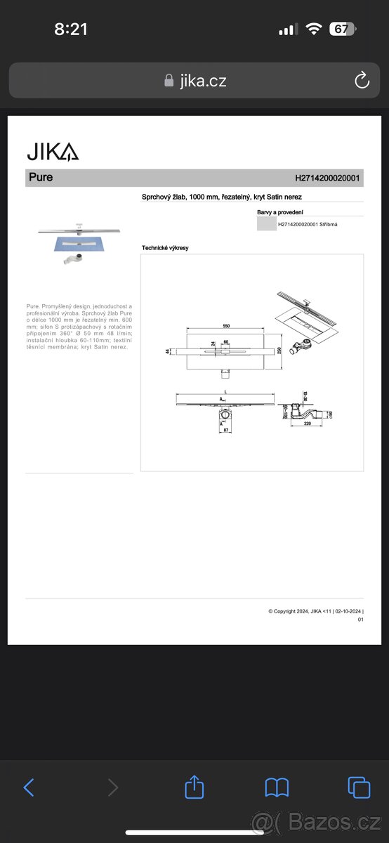 Jika sprchový žlab 100cm - 2