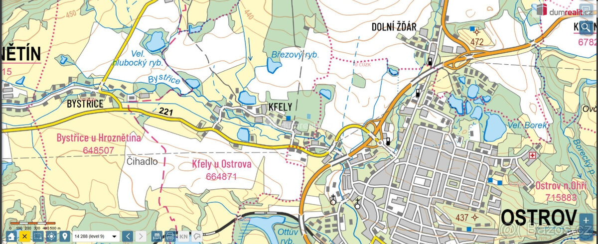 stavební pozemek Ostrov-Kfely 1659 m2 - 2