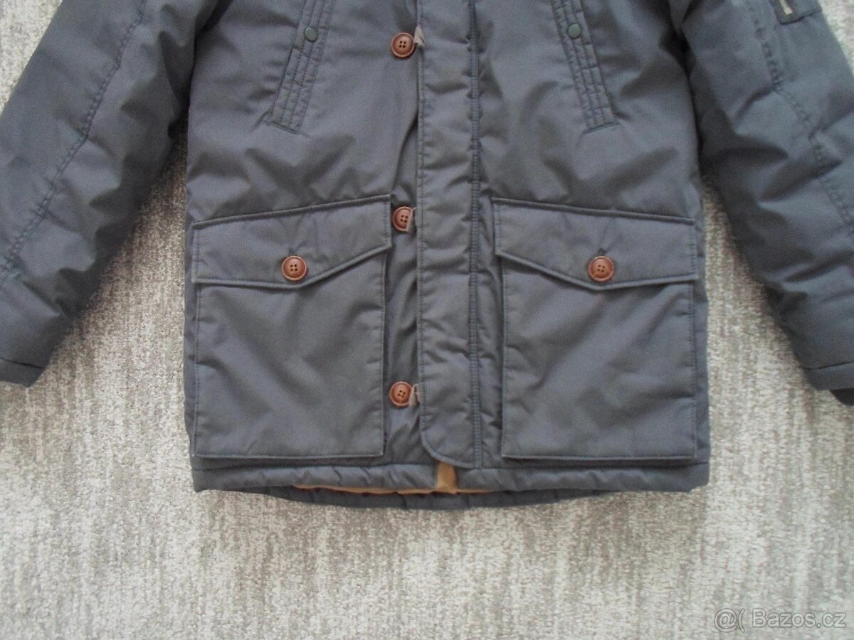 Modrá bunda bundička s kožíškem - 152 - 2