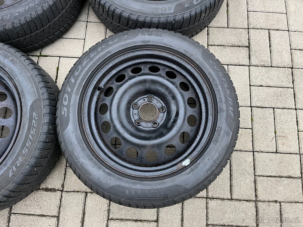 4x plechové disky 5x108 R17, zimní pneu - 2