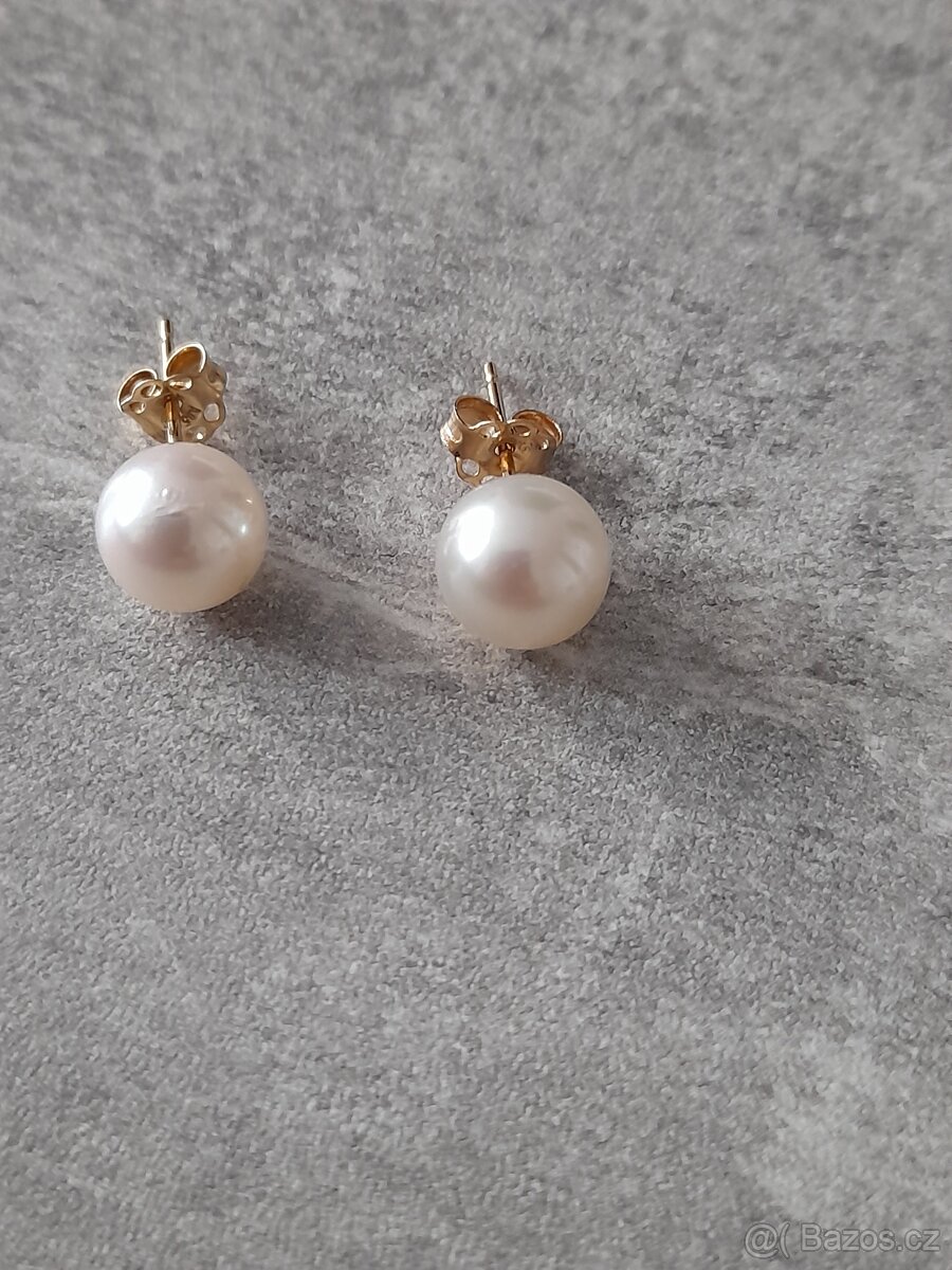 Dámské náušnice se sladkovodní perlou au585 14k - 2