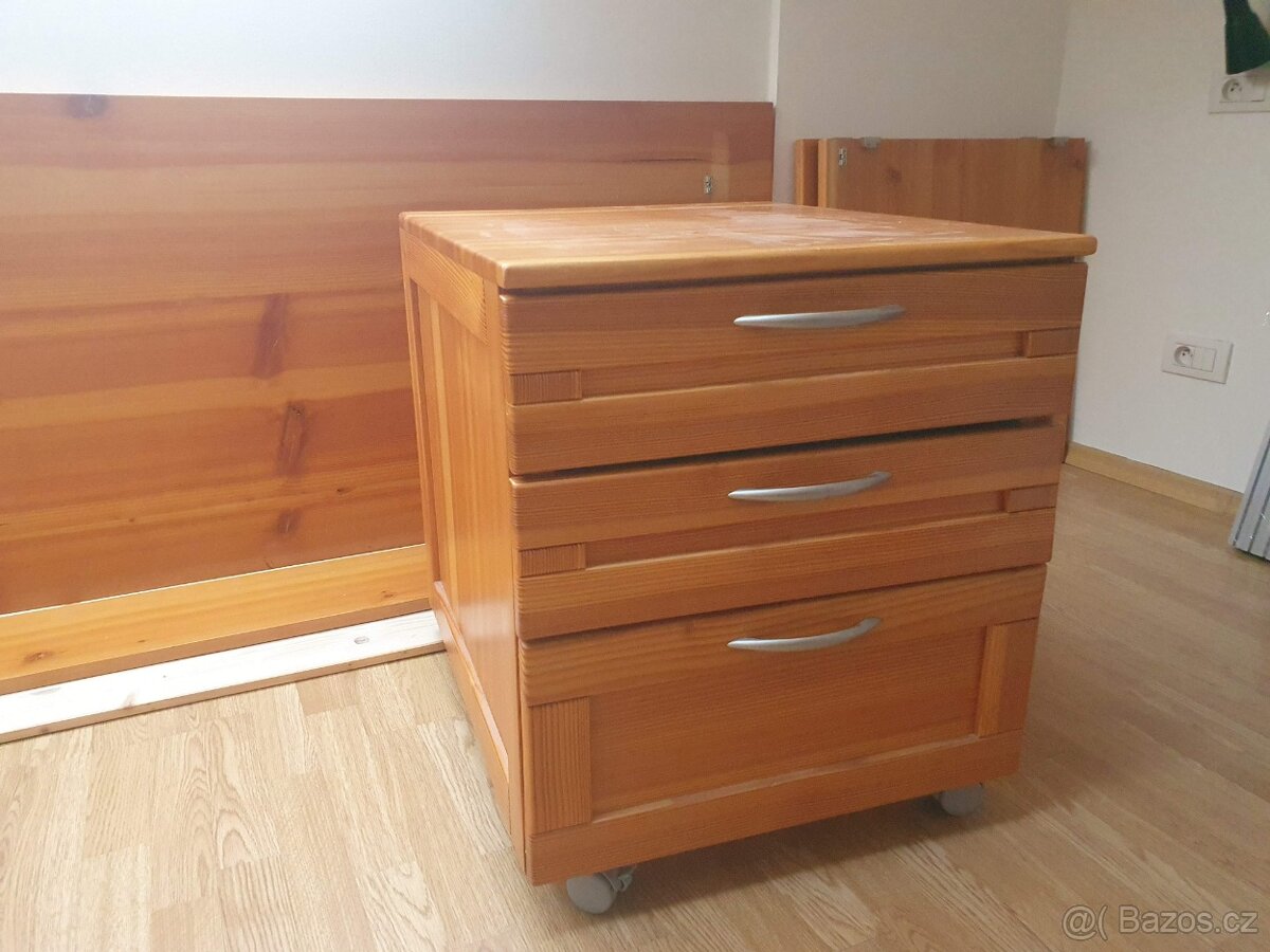 Velký pracovní stůl masiv (179x79cm) + kontejner - 2