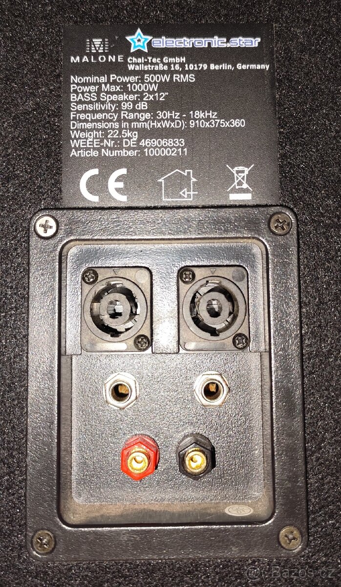 Reproduktory Malone třípásmové 500W RMS - 2