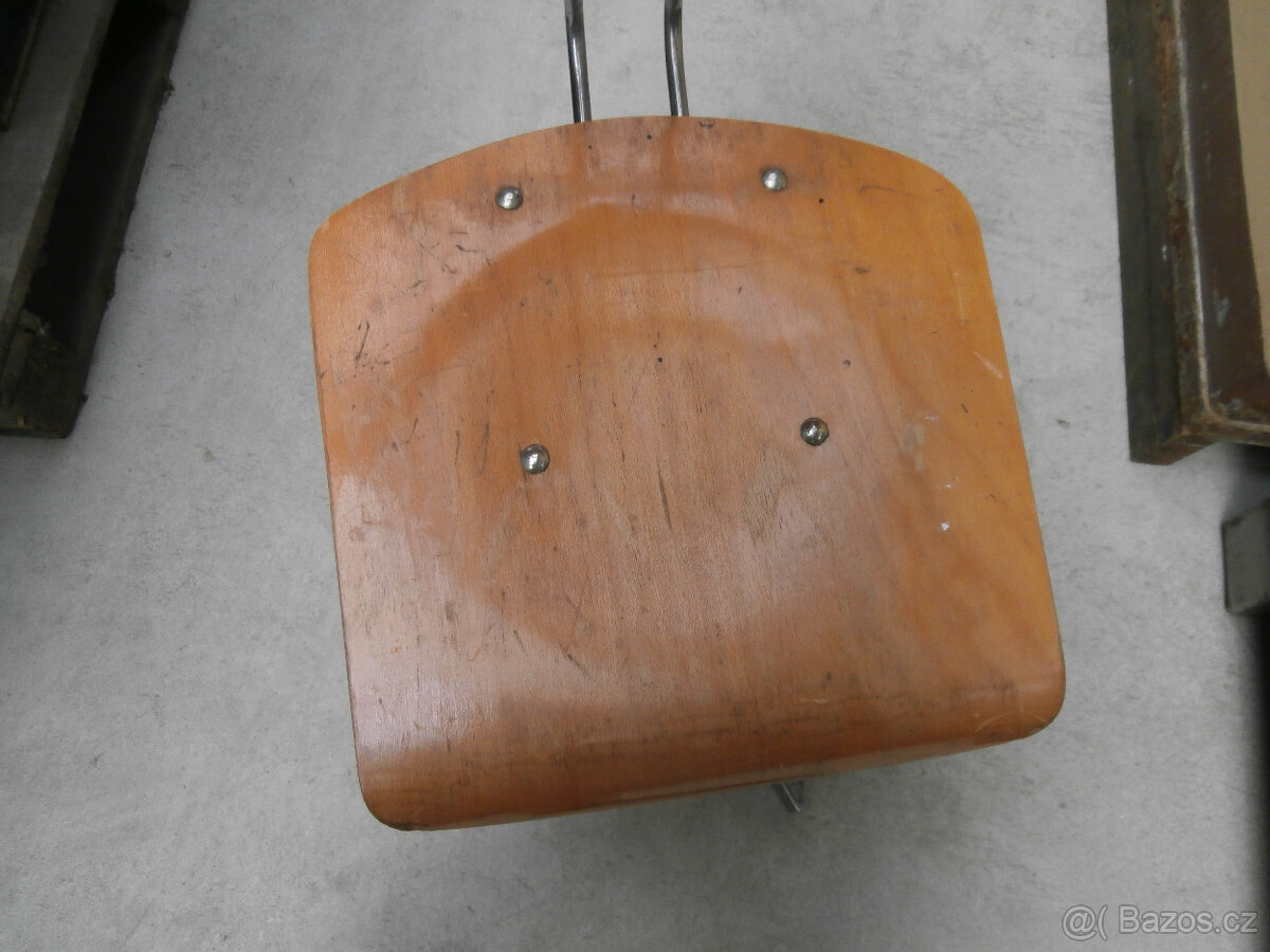 Židle KOVONA, RETRO kovová dílenská pojízdná za 500 kč - 2