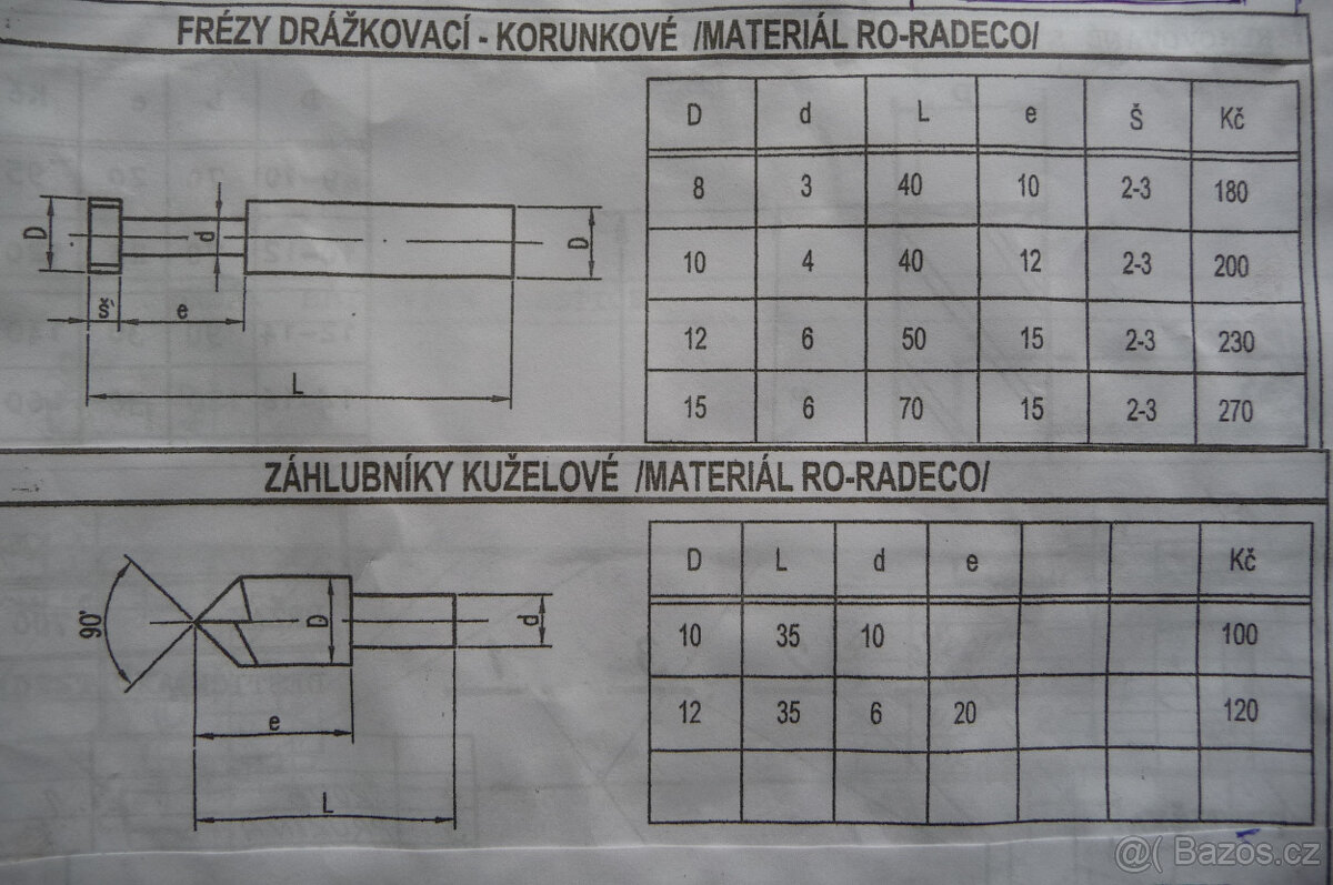 Prodám frézy rádiusové,popisovací,dvoubřité - 2