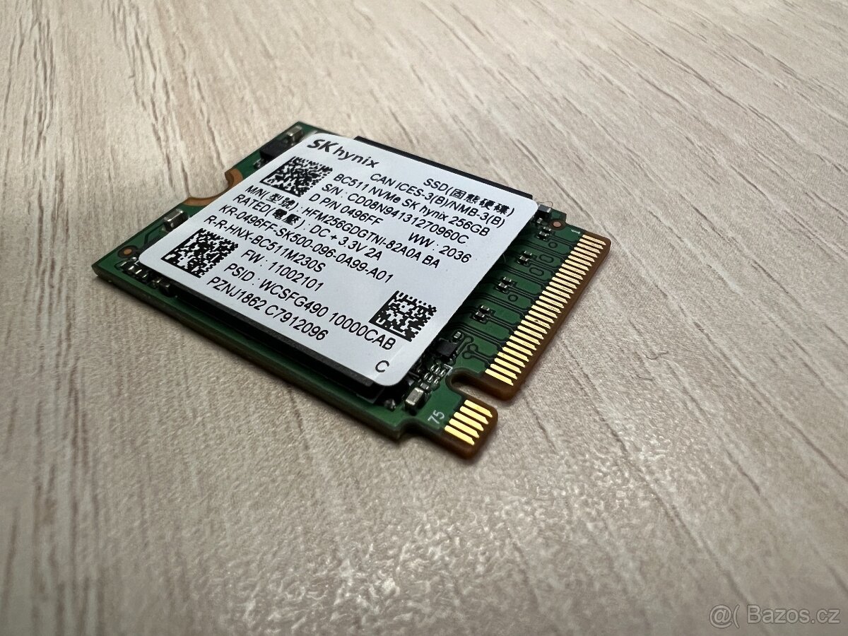 Ssd nvme disk SkHynix,256GB formát 2230 i 2280. super stav. - 2