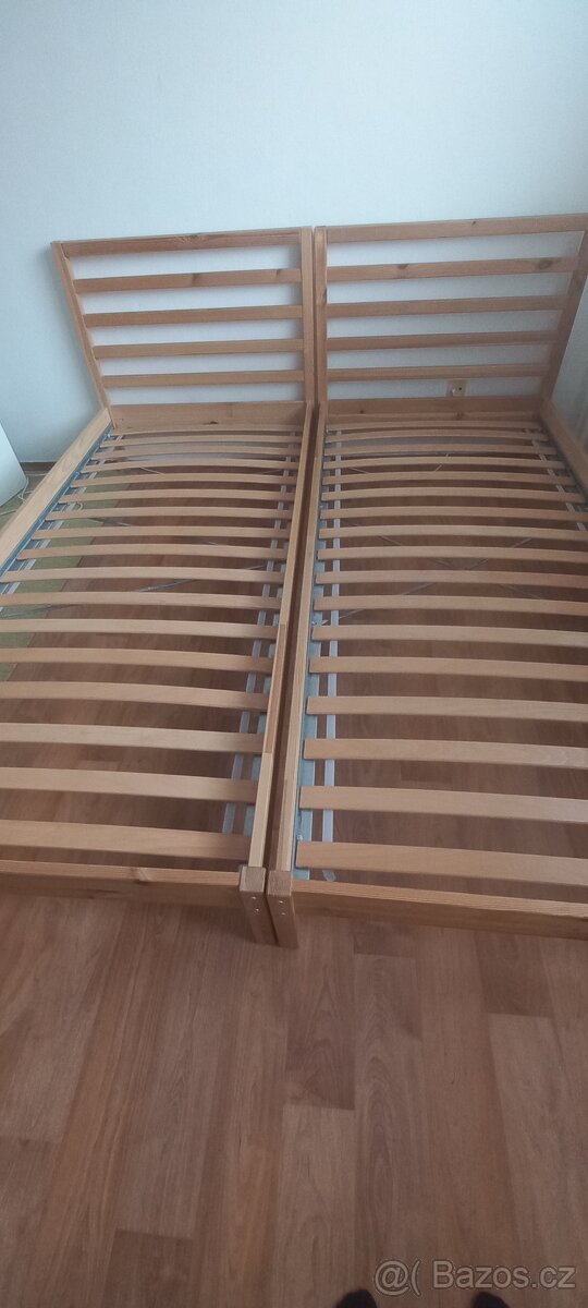 2 postele 90x200 IKEA s lamelovými rošty - 2
