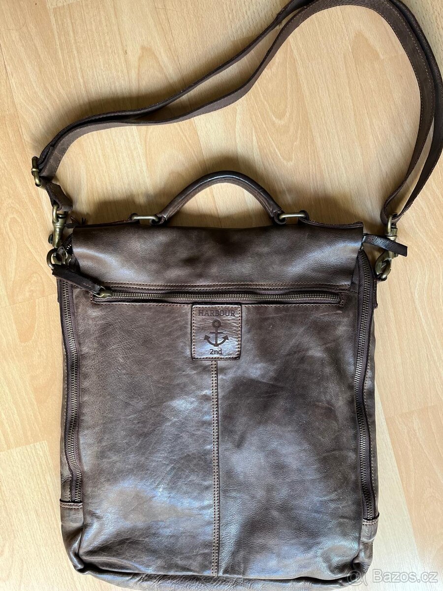 Taška-aktovka přes rameno z pravé kůže 40x30x5 cm - 2